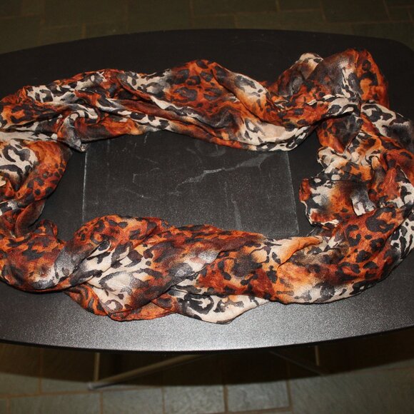 Animal Print Sheer Infinity Scarf - Picture 1 of 4
